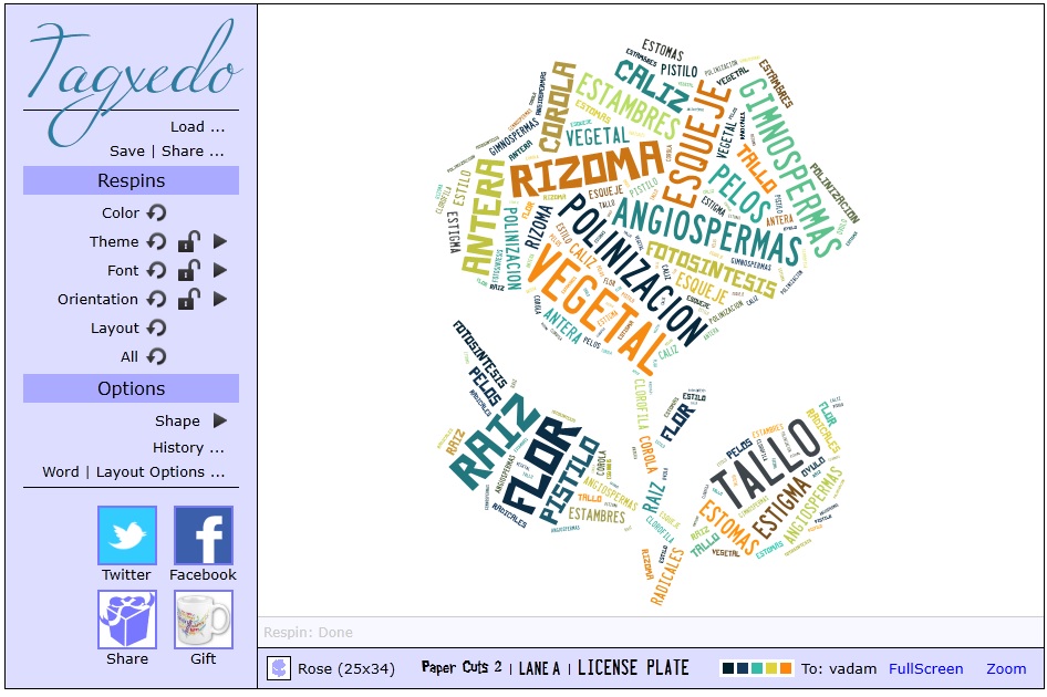 Ejemplo de nube de palabras creada por alumnos